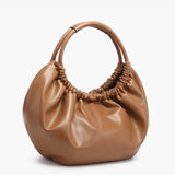 Lena Ruched Shoulder Bag w/ Round Handle: Espresso
