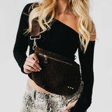Suede Westlyn Woven Bum Bag - Chocolate