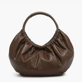 Lena Ruched Shoulder Bag w/ Round Handle: Espresso