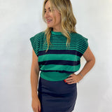 Eloan Knit Vest - Green Striped