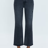 product photo of model wearing Ally high rise ankle boot jeans in black from pistola