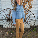Dear John Cropped Beige Flare Denim Pants — modern cropped flare silhouette in soft neutral denim for effortless everyday style.