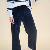 Chic Audrey corduroy pants with a wide-leg fit, blending classic texture with effortless fall style.