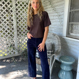 Audrey Wide Leg Cords — modern, comfortable, and cool with a wide-leg cut and cuffed finish, a must-have for your fall wardrobe.