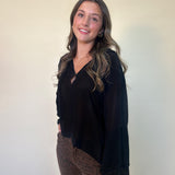 jacquel long sleeve blouse dear john -black sheer women's top. Shear Thairapy Boutique Falll
