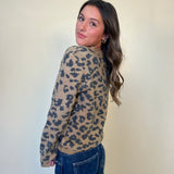 side/back view of Amina Cardigan fall sweater