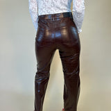 back view of Cassie Super High Rise Straight Pant - Tobacco Croc