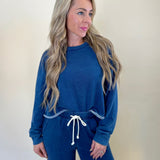 On-model front view of the Z Supply Circuit Knit Denim Sweatshirt, soft french terry texture.