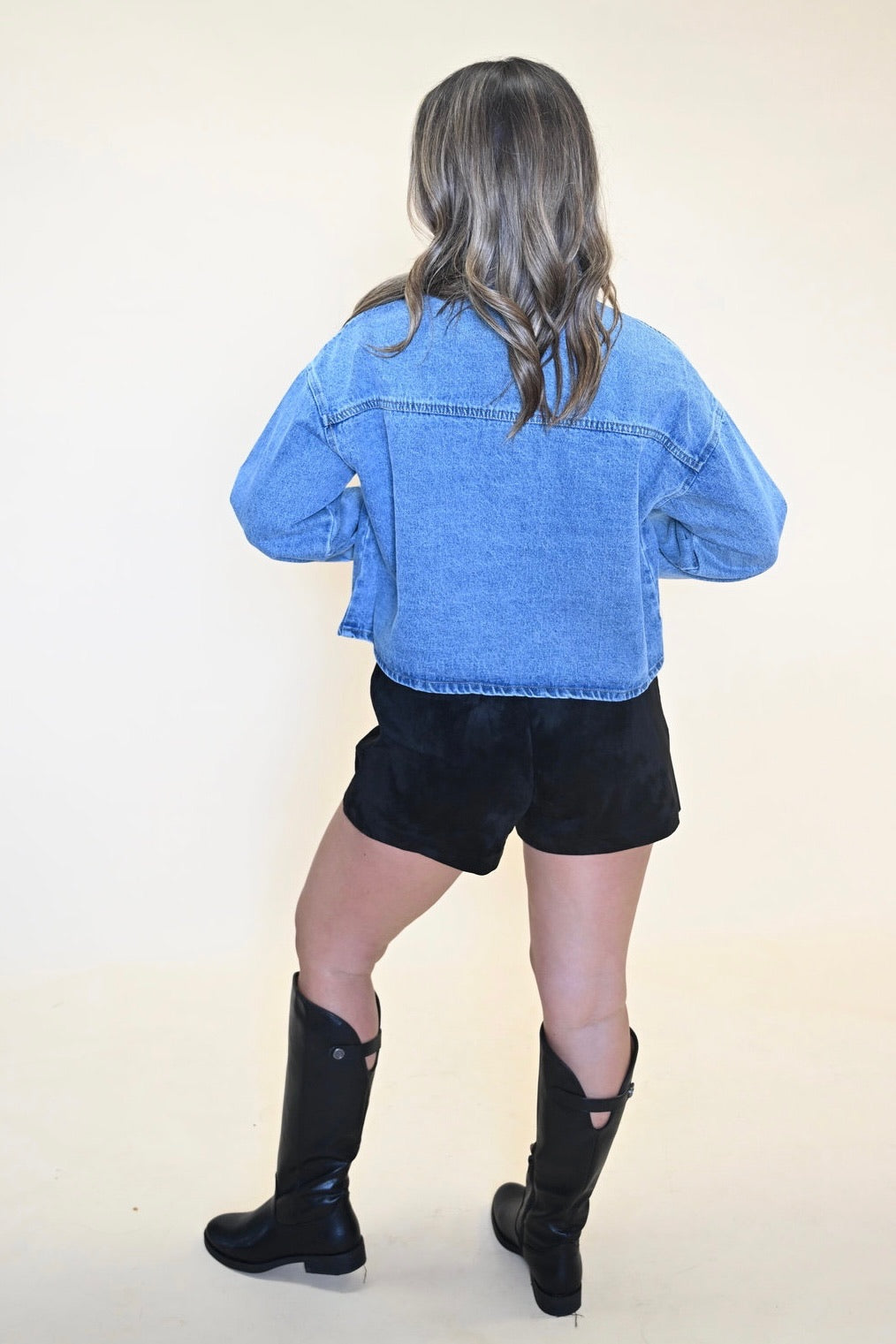 Structured Steve Madden Rafi Top with straight hemline and refined denim finish — perfect for casual or dressed-up outfits.