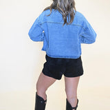 Structured Steve Madden Rafi Top with straight hemline and refined denim finish — perfect for casual or dressed-up outfits.