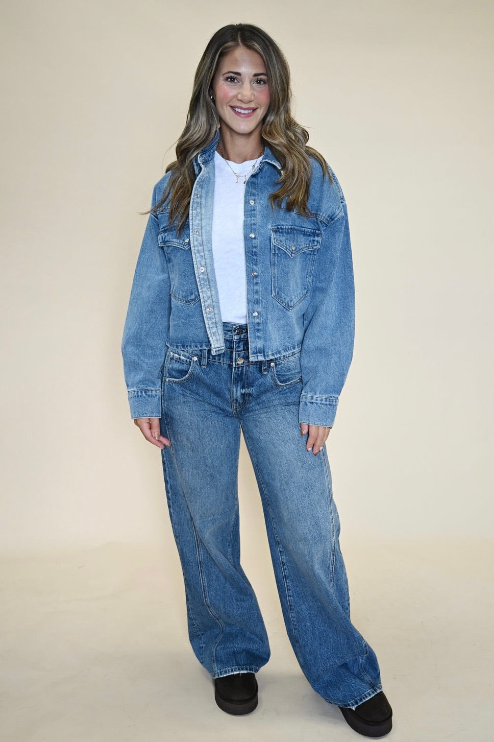 Chic Steve Madden Rafi Jean Jacket Top — structured denim layer with a clean, straight hem for polished, modern style.