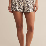 Z Supply Luxe Leopard Shorts — relaxed high-rise fit with elastic waistband, crafted from a soft cotton-blend fabric featuring a heavy soft wash finish.
