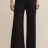 Z Supply Luxe Starry Eyed Pants in black, featuring wide legs and a chic, lounge-ready style with a luxurious feel.