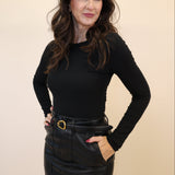 Z Supply Second Skin black crew long sleeve with sleek, body-hugging fit