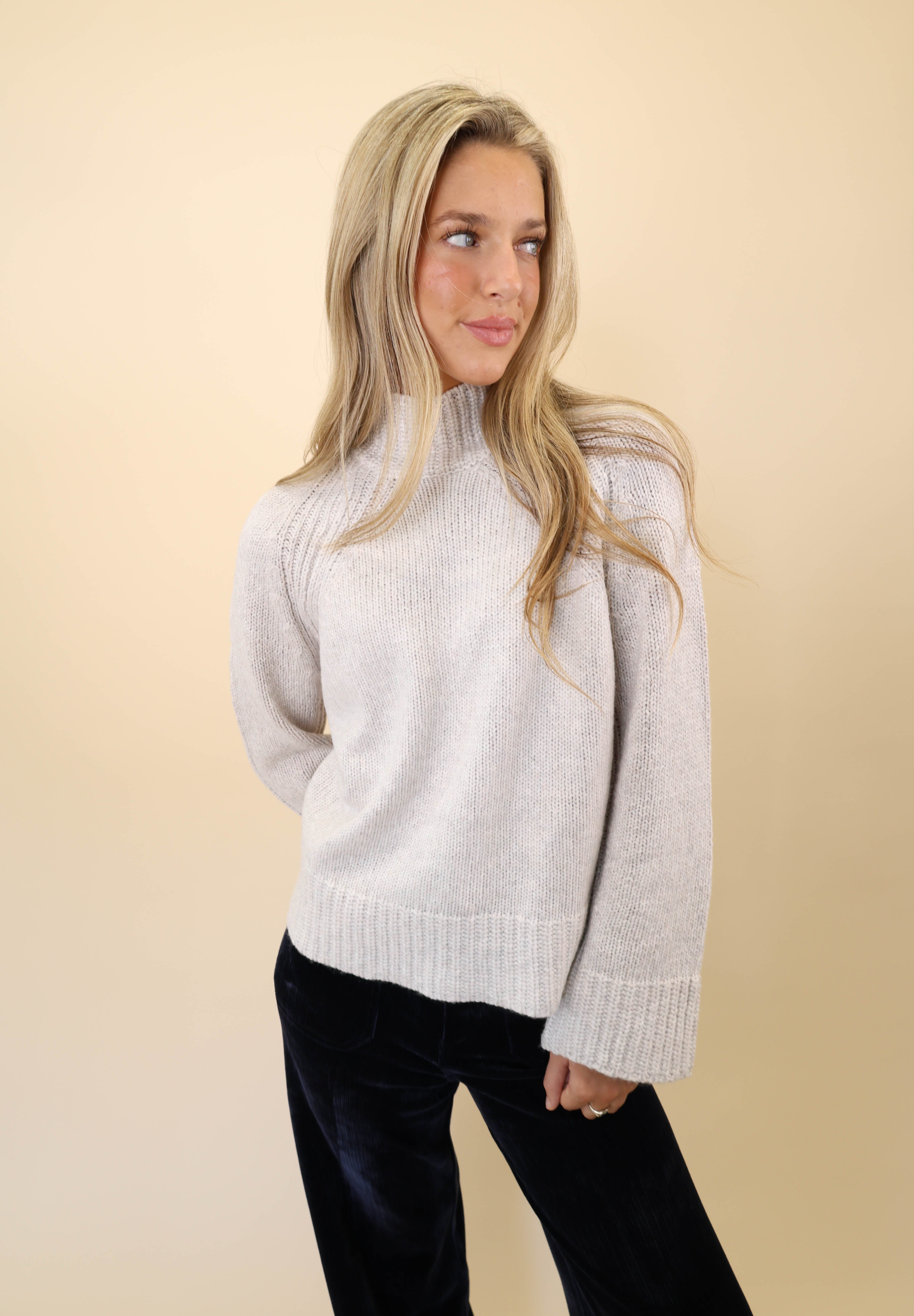 Z Supply Emerge funnel neck sweater — soft white knit perfect for cool-weather layering