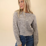 Casual gray knit sweater from Z Supply with cropped cut and effortless relaxed feel