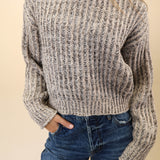 Soft gray cropped sweater by Z Supply featuring relaxed silhouette and cozy knit texture