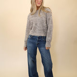 Z Supply Tivoli knit sweater in heather gray — relaxed fit and waist-length crop