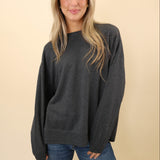 Z Supply Modern Weekender sweatshirt — soft charcoal knit with classic crew neckline