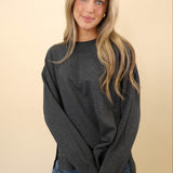 Z Supply Modern Weekender in charcoal gray with crewneck design and ultra-soft fabric