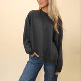 Charcoal crewneck pullover by Z Supply featuring relaxed fit and cozy, soft texture