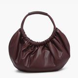 Lena Ruched Shoulder Bag w/ Round Handle: Espresso