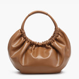 Lena Ruched Shoulder Bag w/ Round Handle: Espresso