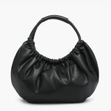 Lena Ruched Shoulder Bag w/ Round Handle: Espresso