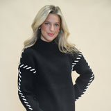 Love Token Spencer Sweater in Black — textured knit women’s sweater from Shear Boutique