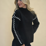 Love Token Spencer Sweater in Black — textured knit women’s sweater from Shear Boutique