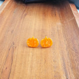 Spiffy and Splendid Pumpkin Earrings — small studs crafted in an adorable pumpkin silhouette.