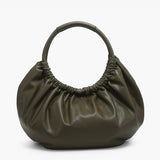 Lena Ruched Shoulder Bag w/ Round Handle: Espresso