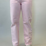 Pistola Lexi mid rise bowed straight jeans in soft blush pink denim