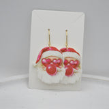 Bubble Gum Retro Santa Earrings, Acrylic, Christmas 