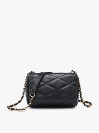 Prague Quilted Crossbody w/ Chain Strap: Black