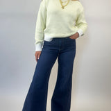Pistola Aura relaxed crewneck sweater with lime and cream stripe detail