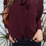 Chiffon Scarf Blouse – Wine