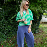Henley neck stripe top