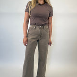 Pistola Alba baby tee in brown with waist-length fit and classic crewneck