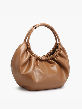 Lena Ruched Shoulder Bag w/ Round Handle: Espresso