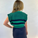 Eloan Knit Vest - Green Striped
