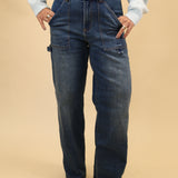 Dear John medium-wash high-rise jeans designed with a versatile straight-leg silhouette.