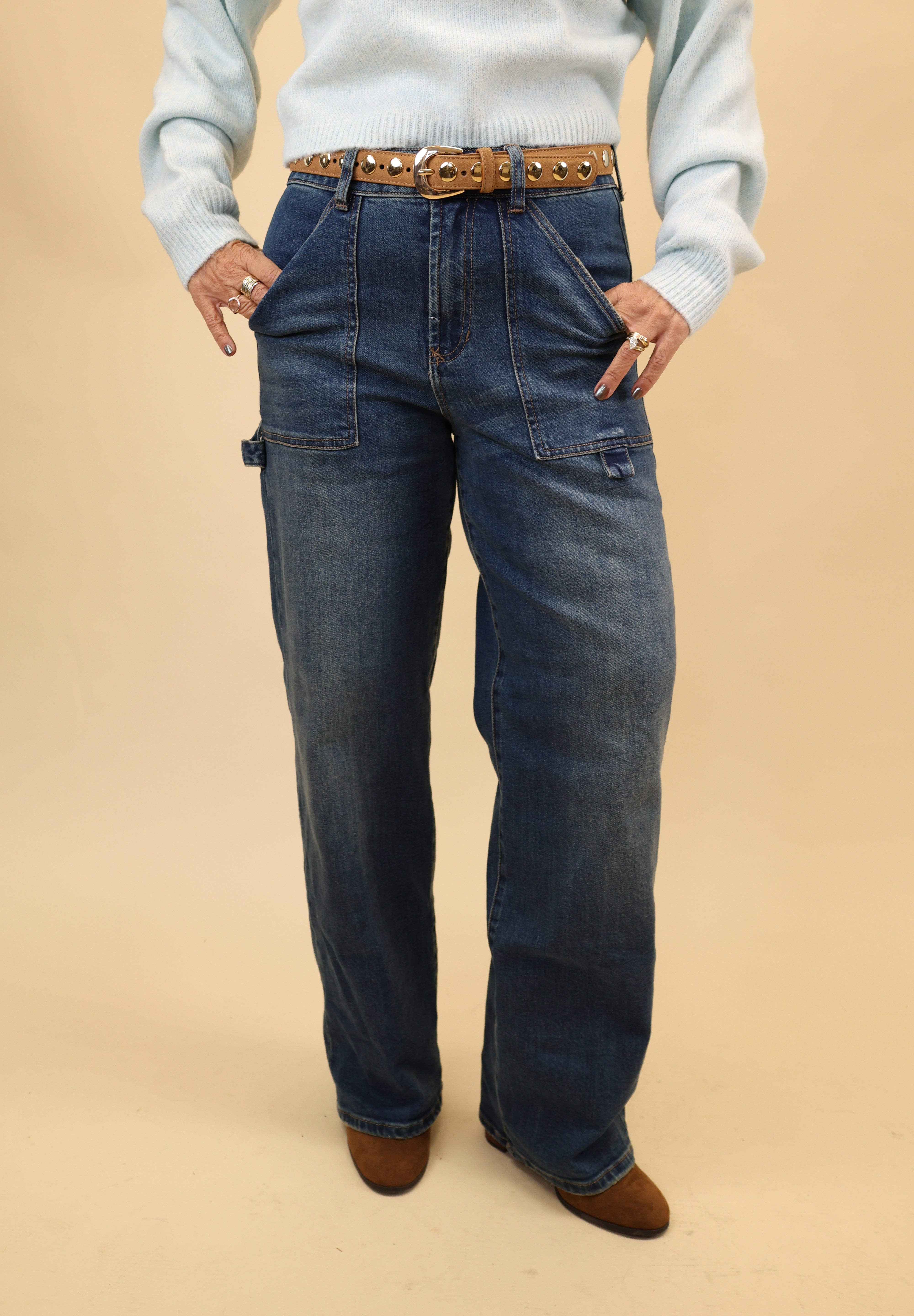 Dear John medium-wash high-rise jeans designed with a versatile straight-leg silhouette.