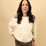 Lula Sweatshirt by Dear John in cream showcasing soft material and subtle horizontal textured striping.