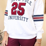 White North Pole University crewneck sweatshirt by Z Supply featuring soft fleece and relaxed fit.