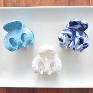 Claire Hair Claw Trio - Turquoise, Breezy White, and Ocean Waves // Summer, Spring, Clip