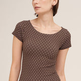 Polka Dot Reversible Cap Sleeve Top – Black