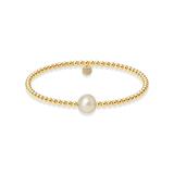 Audrey | Gold Filled Beaded Bracelet with Pearl: Gold Filled / Stretchy 6.5"