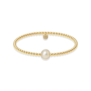 Audrey | Gold Filled Beaded Bracelet with Pearl: Gold Filled / Stretchy 6.5