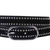 Stud Lined Suede Belt: Black